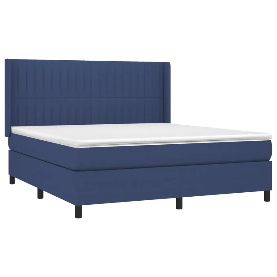 Sommier à lattes de lit avec matelas Bleu 160x200 cm Tissu - 3