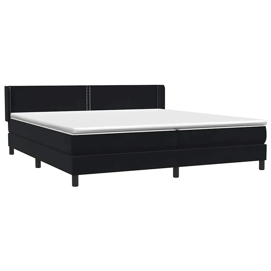 Sommier à lattes de lit avec matelas noir 180x210 cm velours - 4