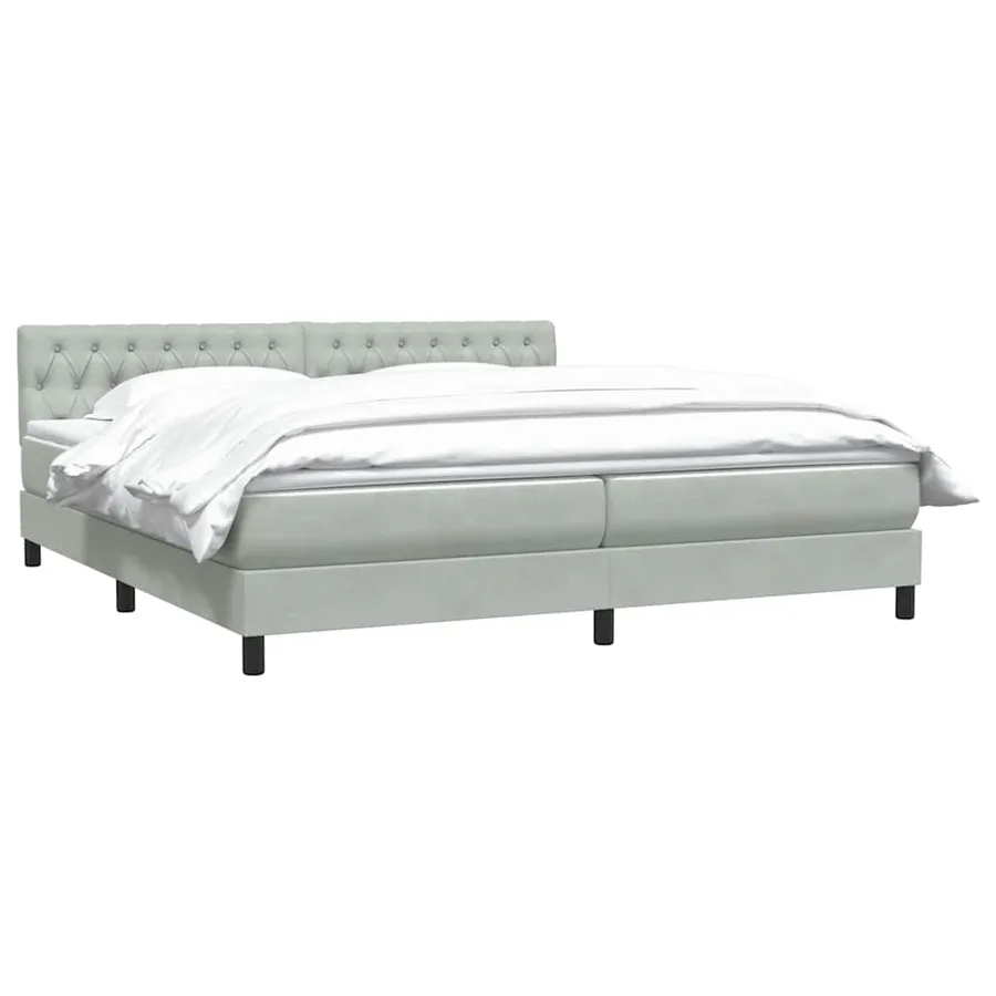 Sommier à lattes de lit et matelas gris clair 200x210cm velours - 3