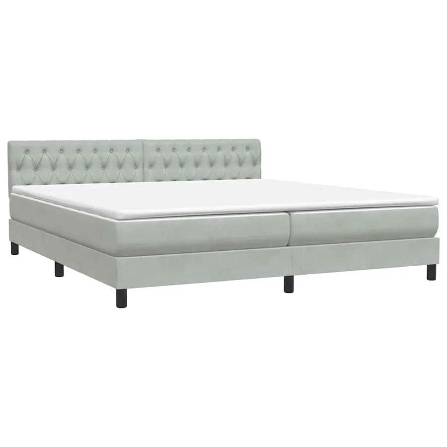 Sommier à lattes de lit et matelas gris clair 200x210cm velours - 4