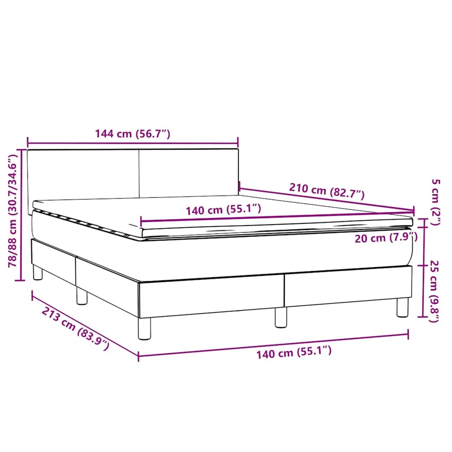 Sommier à lattes de lit avec matelas noir 140x210 cm velours - 12
