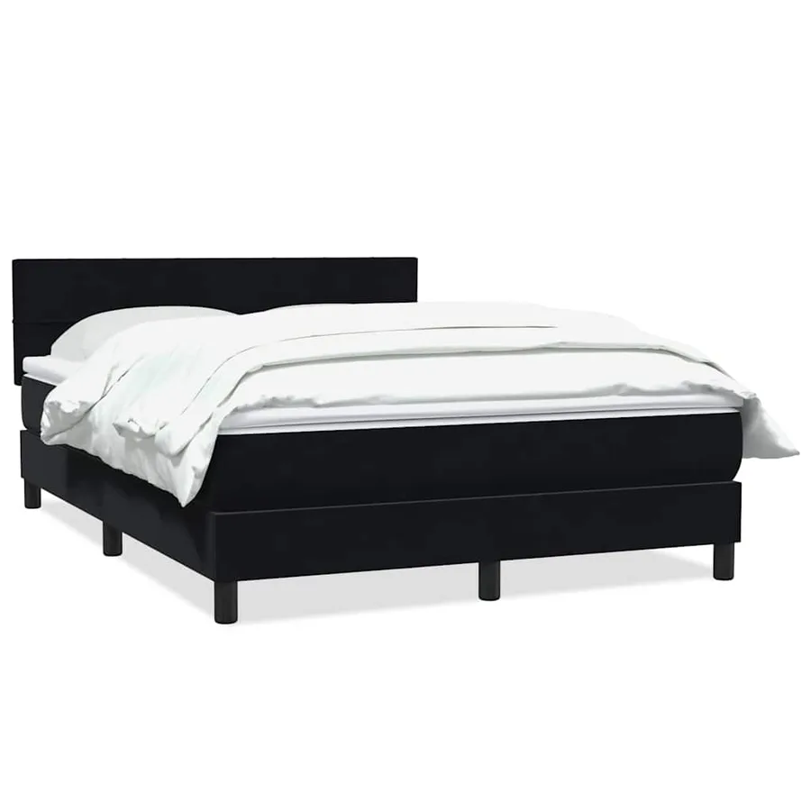 Sommier à lattes de lit avec matelas noir 140x210 cm velours - 2
