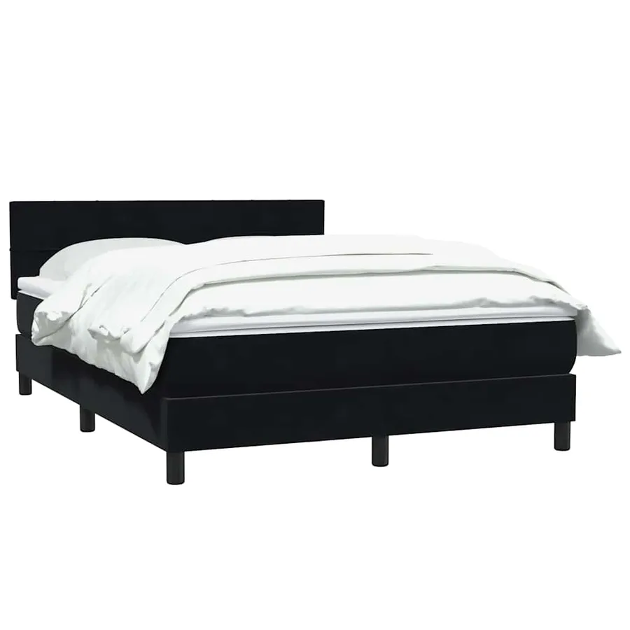 Sommier à lattes de lit avec matelas noir 140x210 cm velours - 3