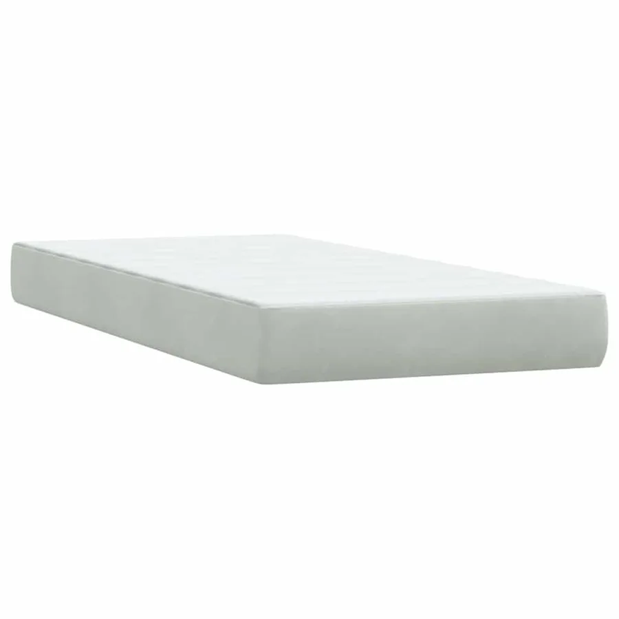 Sommier à lattes de lit et matelas gris clair 200x210cm velours - 7
