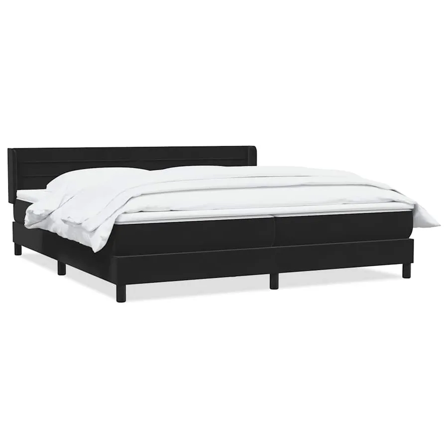 Sommier à lattes de lit avec matelas noir 180x210 cm velours - 2