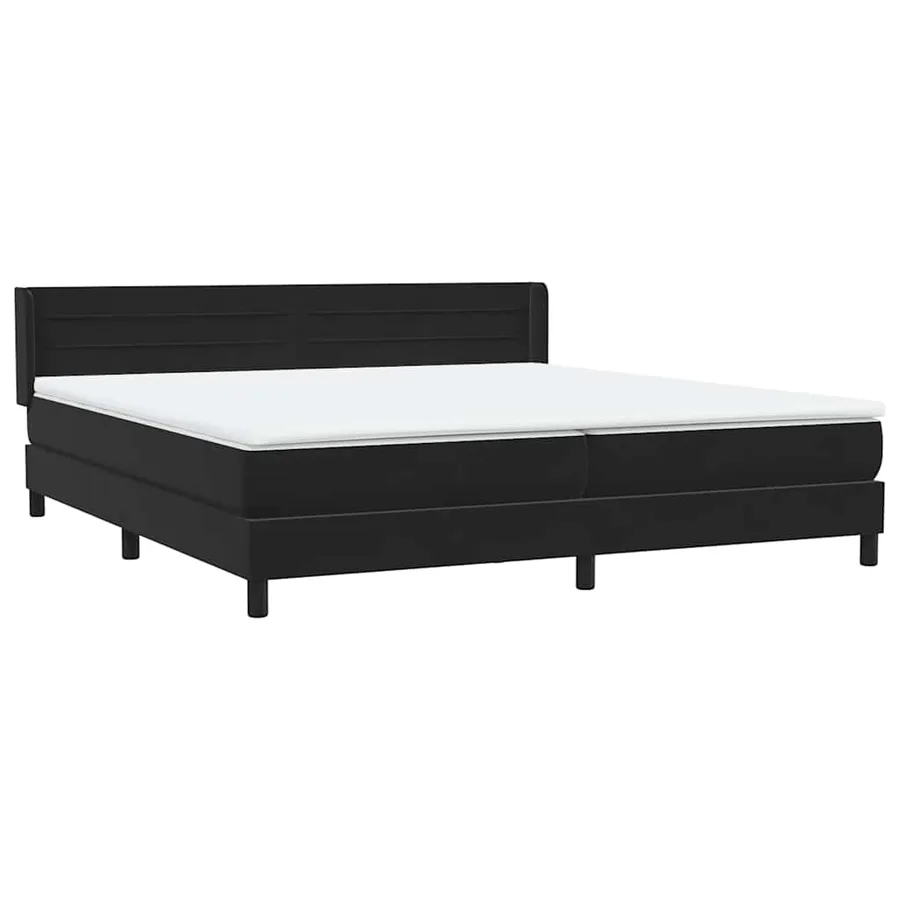 Sommier à lattes de lit avec matelas noir 180x210 cm velours - 4