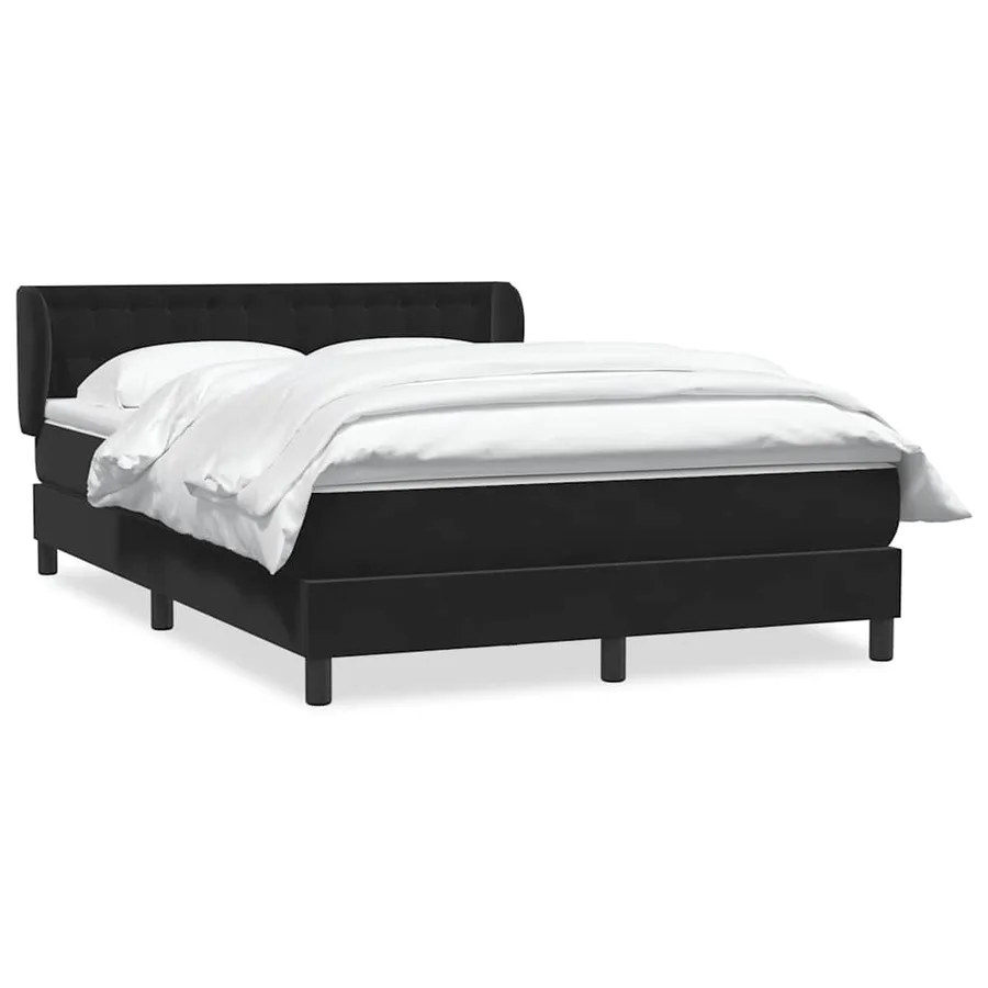 Sommier à lattes de lit avec matelas noir 140x210 cm velours - 2