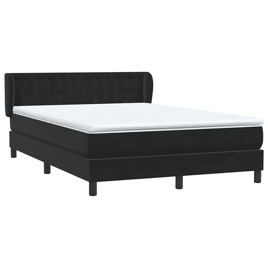 Sommier à lattes de lit avec matelas noir 140x210 cm velours - 4