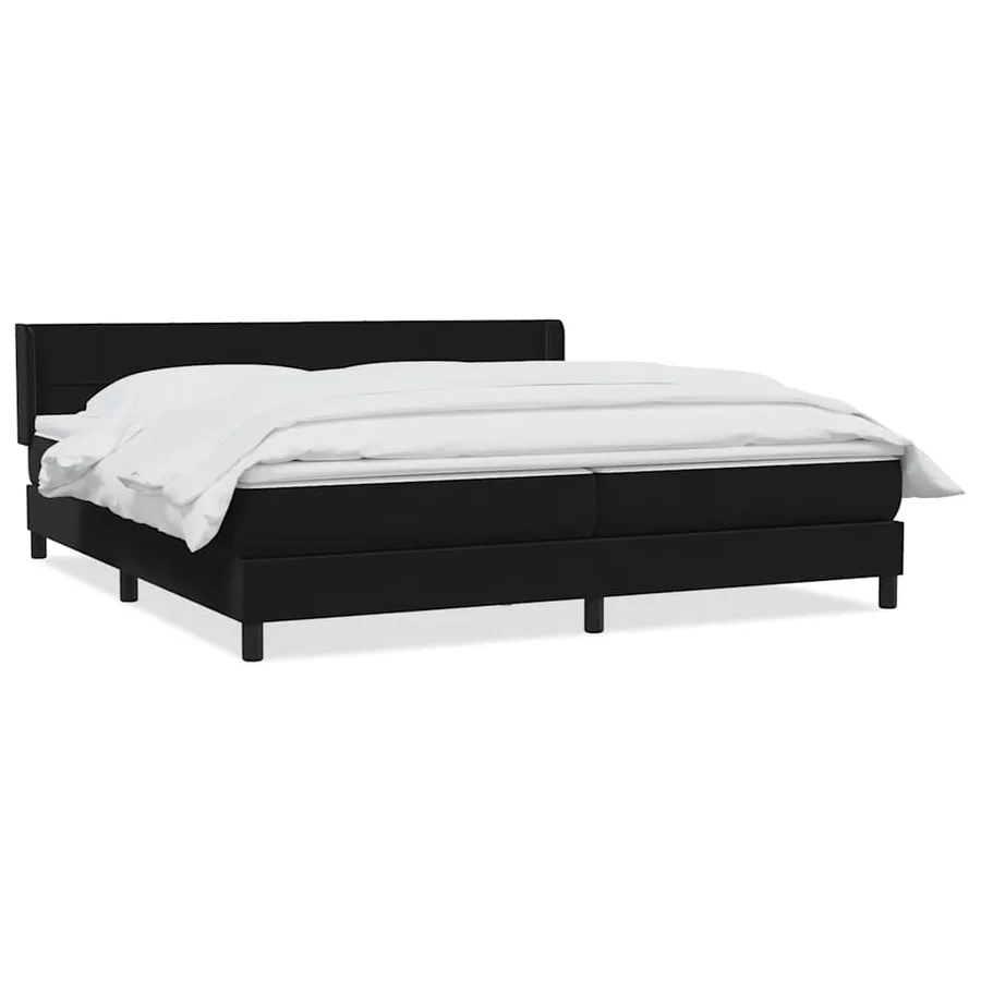 Sommier à lattes de lit avec matelas noir 180x210 cm velours - 2