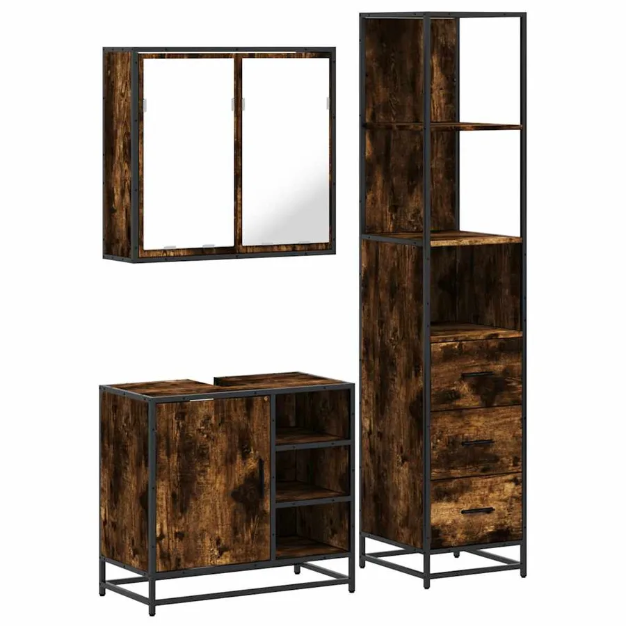 Ensemble de meubles de salle de bain 3 pcs Chêne fumé - 2