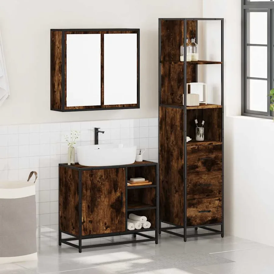 Ensemble de meubles de salle de bain 3 pcs Chêne fumé - 3