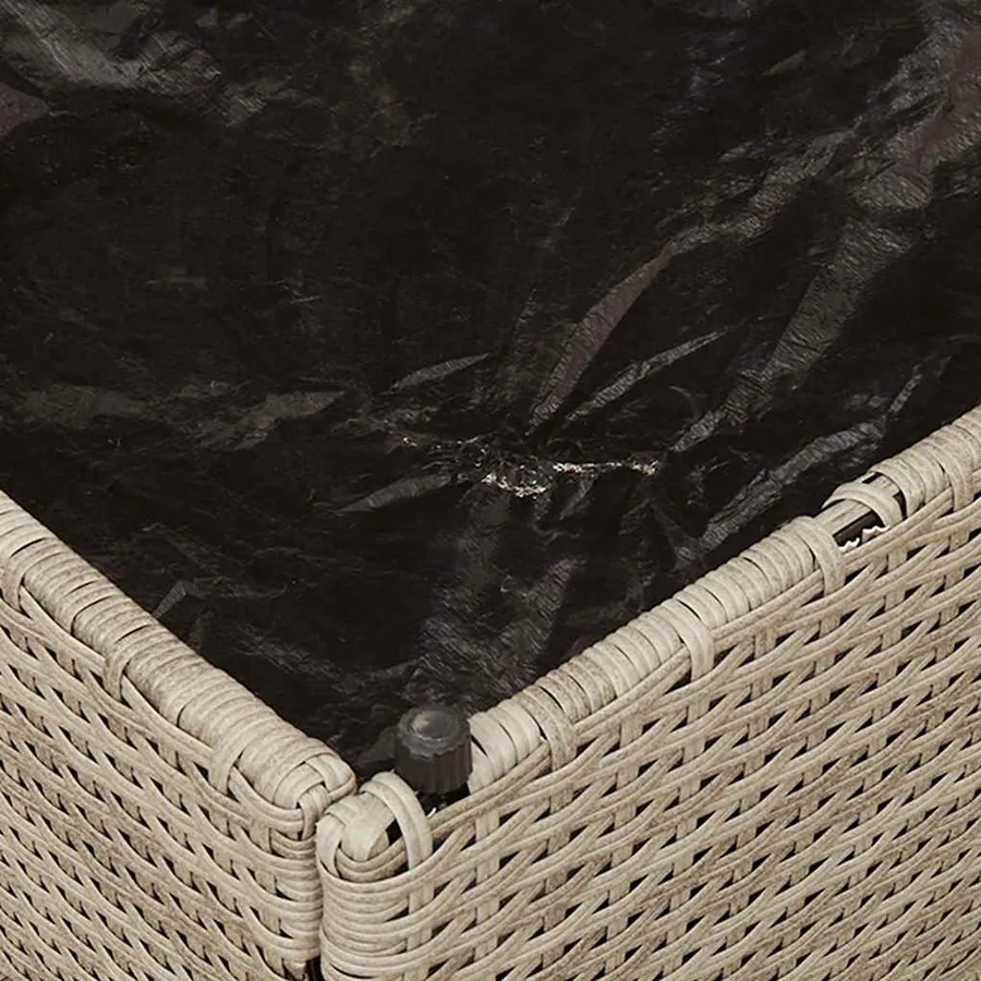 Chaise longue pliante coussin et rangement gris clair polyrotin - 14
