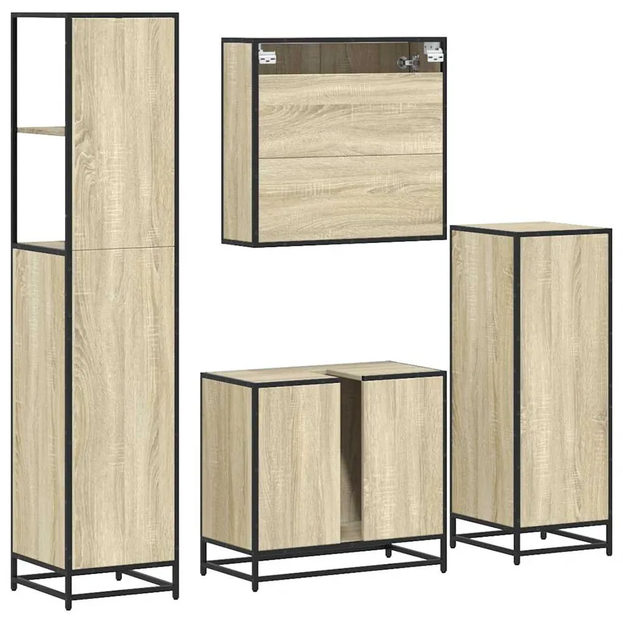 Ensemble de meubles de salle de bain 4 pcs chêne sonoma - 8