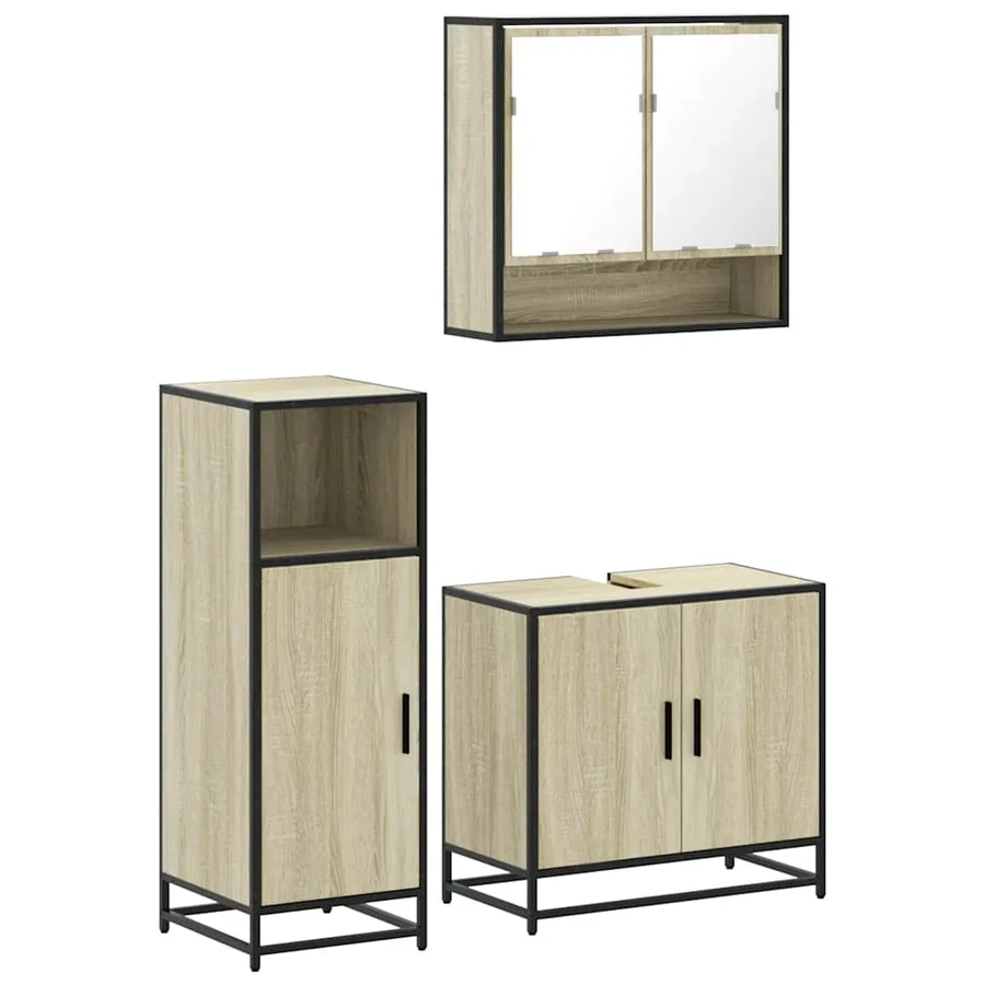 Ensemble de meubles de salle de bain 3 pcs chêne sonoma - 2