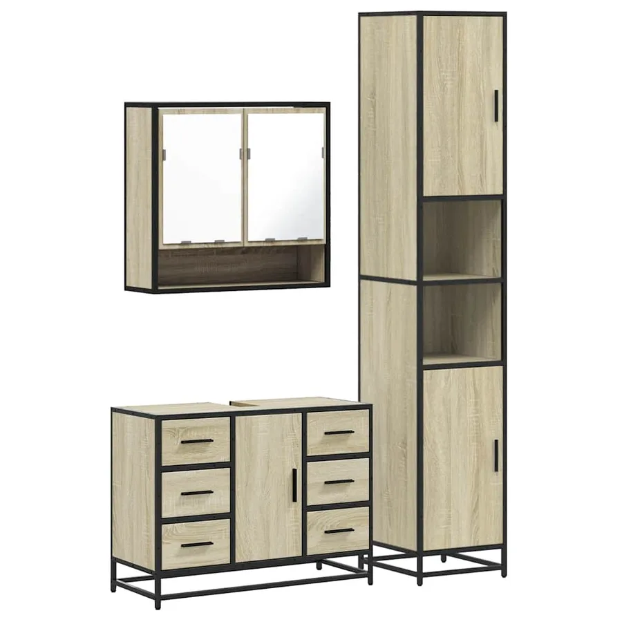 Ensemble de meubles de salle de bain 3 pcs chêne sonoma - 2