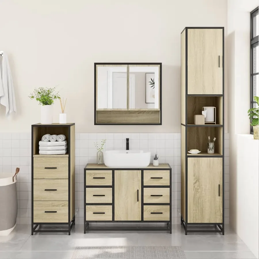 Ensemble de meubles de salle de bain 3 pcs chêne sonoma - 3