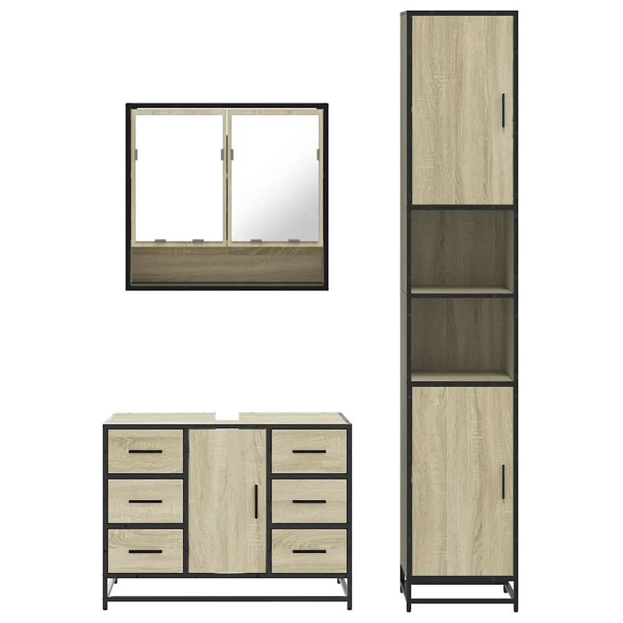Ensemble de meubles de salle de bain 3 pcs chêne sonoma - 5