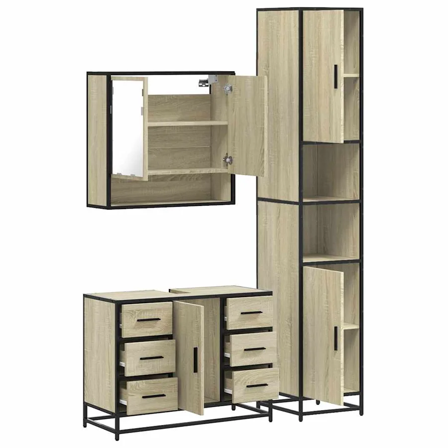 Ensemble de meubles de salle de bain 3 pcs chêne sonoma - 8