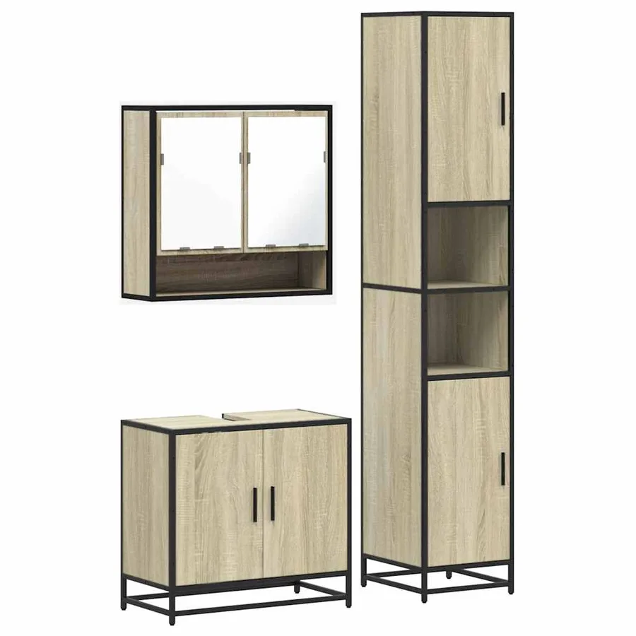 Ensemble de meubles de salle de bain 3 pcs chêne sonoma - 2