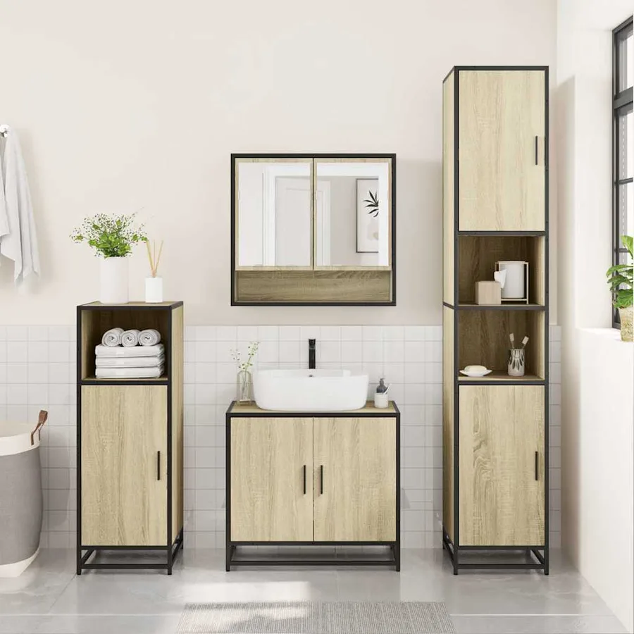 Ensemble de meubles de salle de bain 3 pcs chêne sonoma - 3