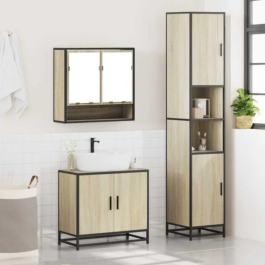 Ensemble de meubles de salle de bain 3 pcs chêne sonoma - 4