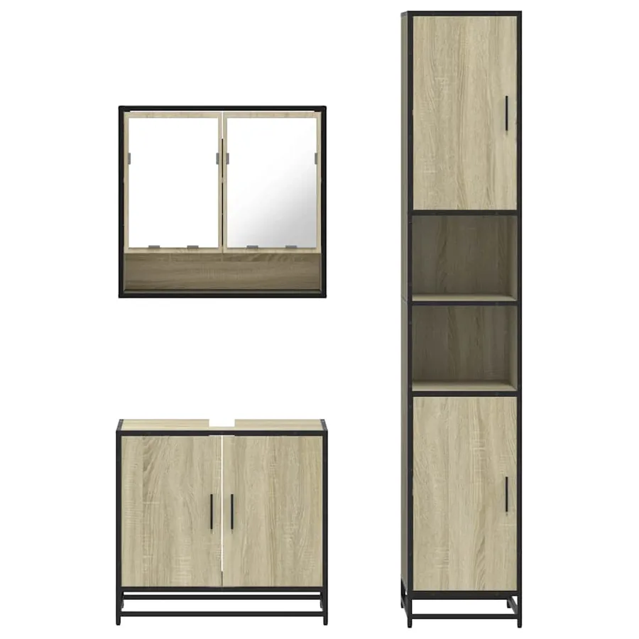 Ensemble de meubles de salle de bain 3 pcs chêne sonoma - 5
