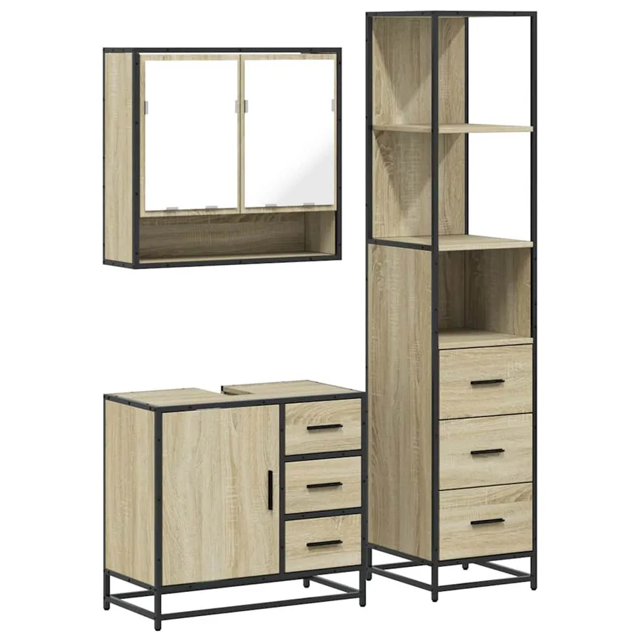 Ensemble de meubles de salle de bain 3 pcs chêne sonoma - 2