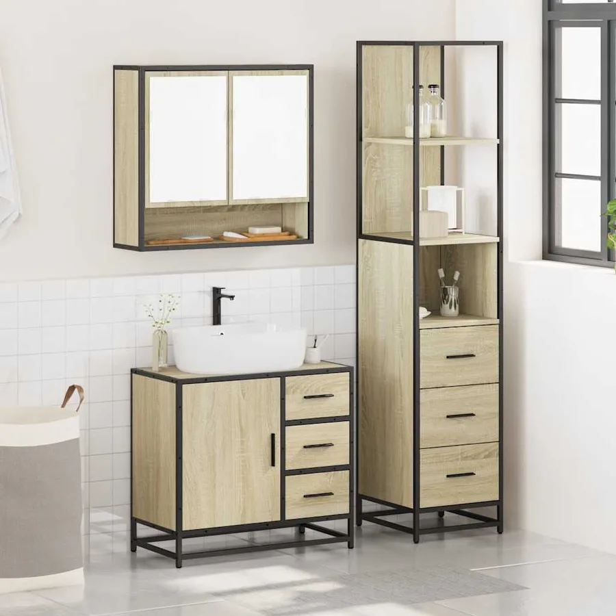 Ensemble de meubles de salle de bain 3 pcs chêne sonoma - 3