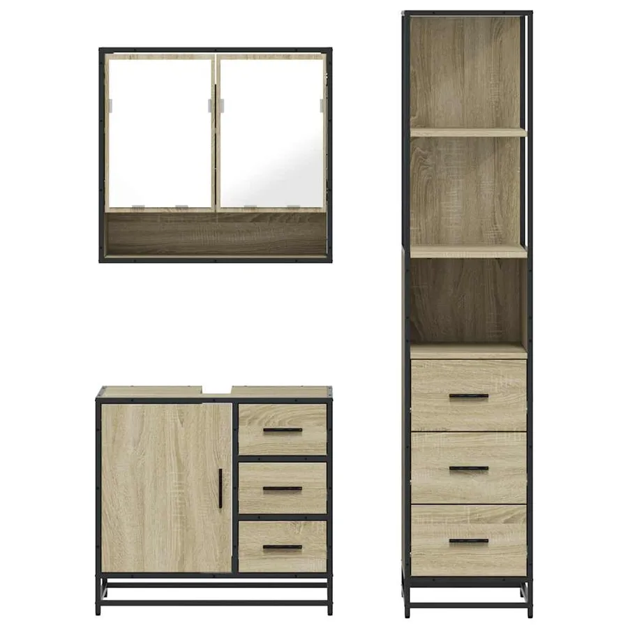 Ensemble de meubles de salle de bain 3 pcs chêne sonoma - 5