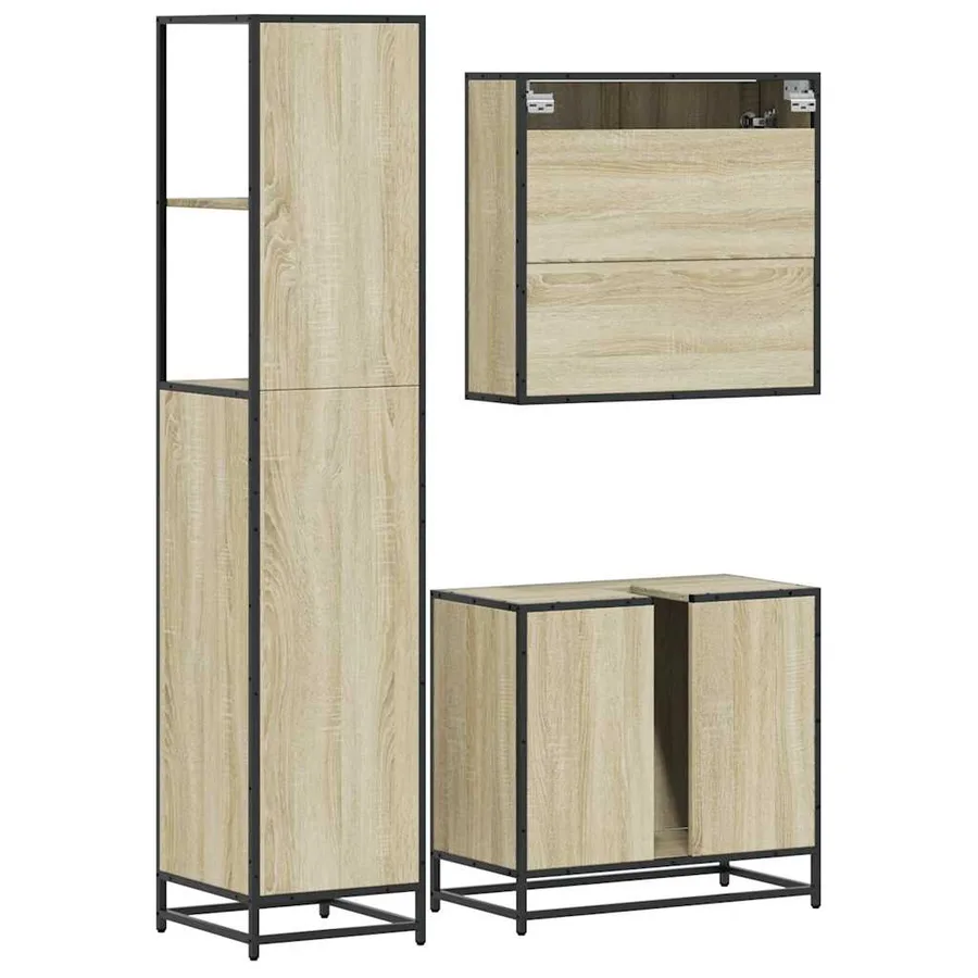 Ensemble de meubles de salle de bain 3 pcs chêne sonoma - 7