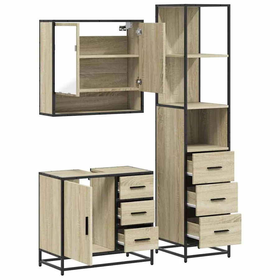 Ensemble de meubles de salle de bain 3 pcs chêne sonoma - 8