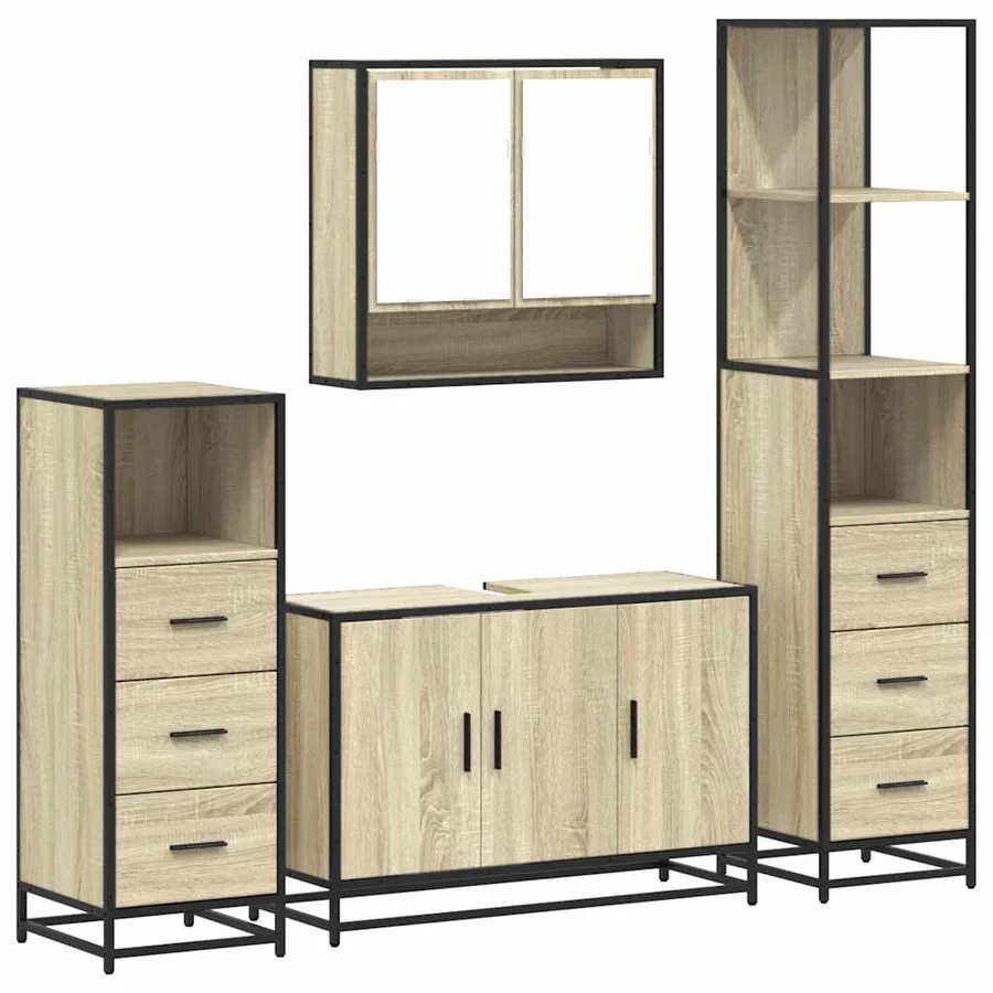 Ensemble de meubles de salle de bain 4 pcs chêne sonoma - 2