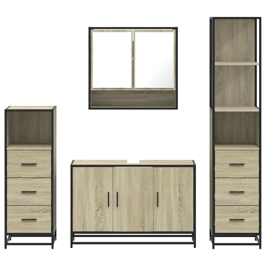 Ensemble de meubles de salle de bain 4 pcs chêne sonoma - 5