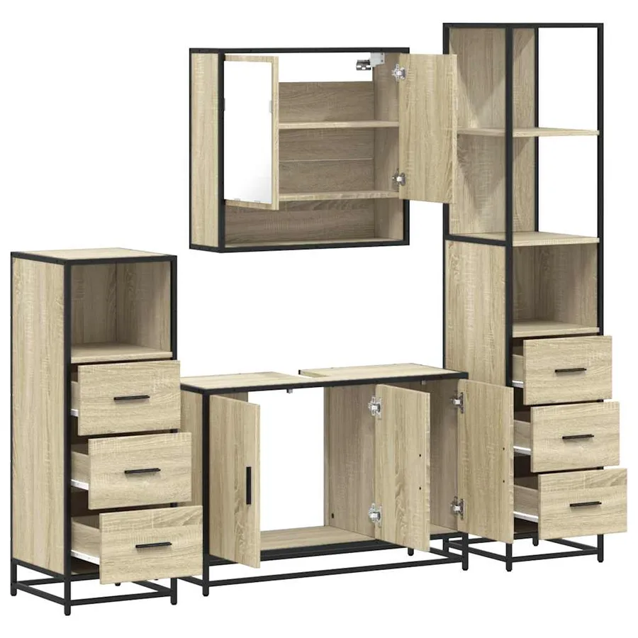 Ensemble de meubles de salle de bain 4 pcs chêne sonoma - 6