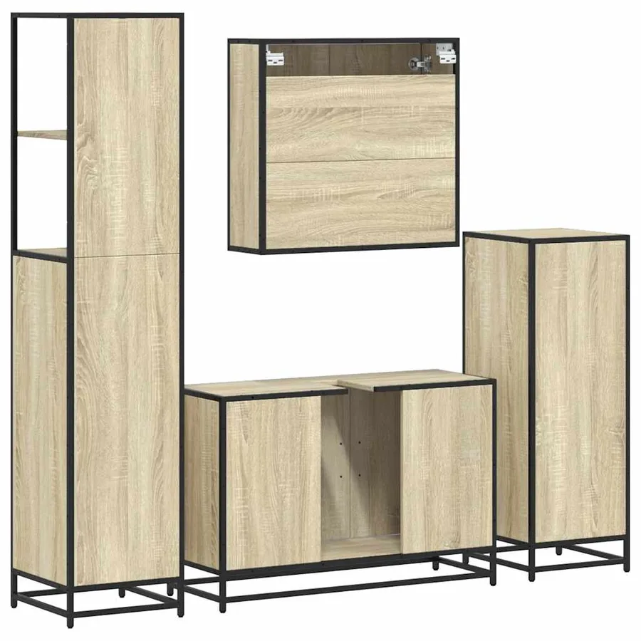 Ensemble de meubles de salle de bain 4 pcs chêne sonoma - 8