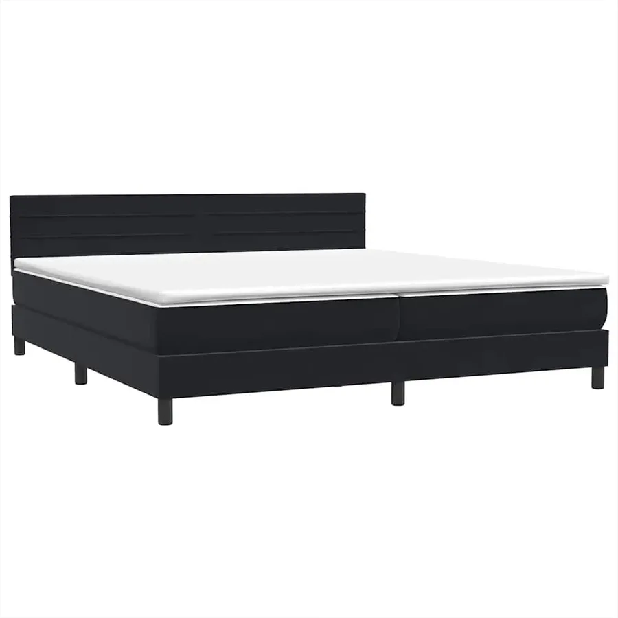 Sommier à lattes de lit avec matelas et LED noir 200x210 cm Velours - 5