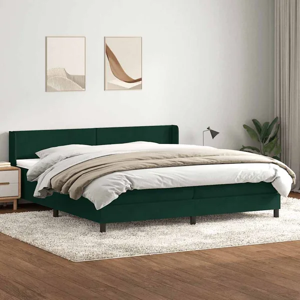 Sommier à lattes de lit et matelas vert foncé 180x210cm velours