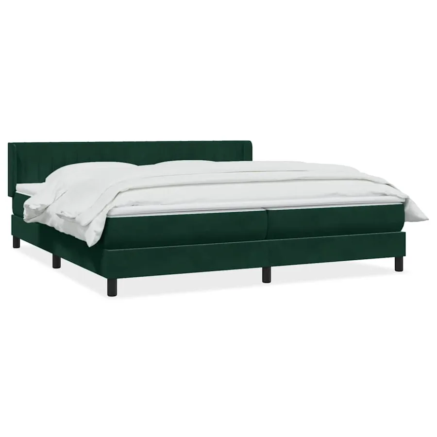 Sommier à lattes de lit et matelas vert foncé 180x210cm velours - 2