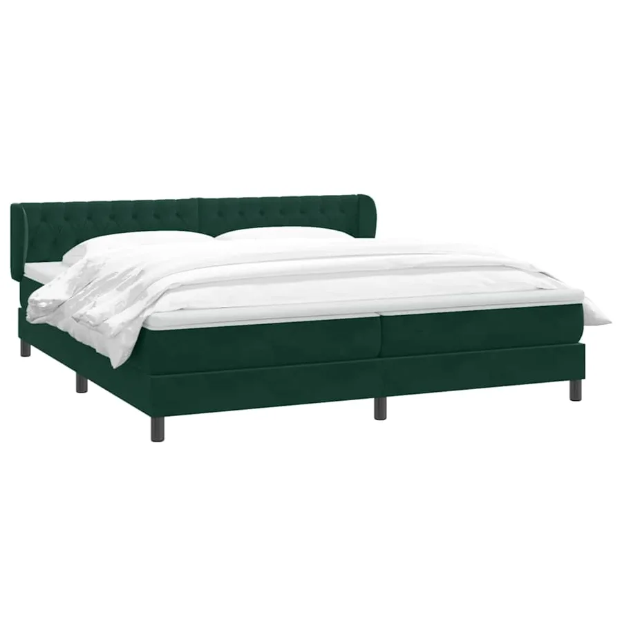 Sommier à lattes de lit et matelas vert foncé 180x210cm velours - 3