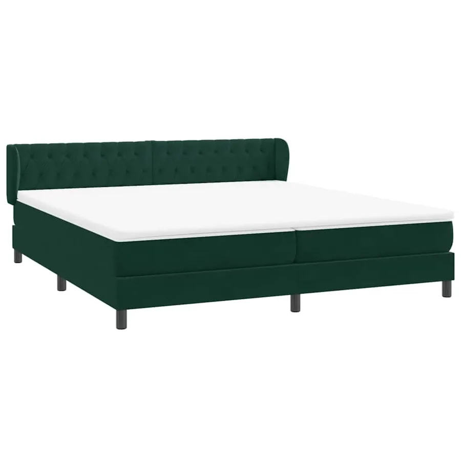 Sommier à lattes de lit et matelas vert foncé 180x210cm velours - 4