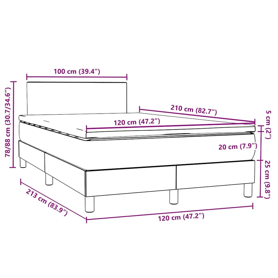 Sommier à lattes de lit et matelas gris foncé 120x210cm velours - 12
