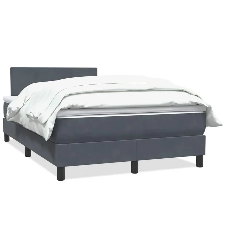 Sommier à lattes de lit et matelas gris foncé 120x210cm velours - 2