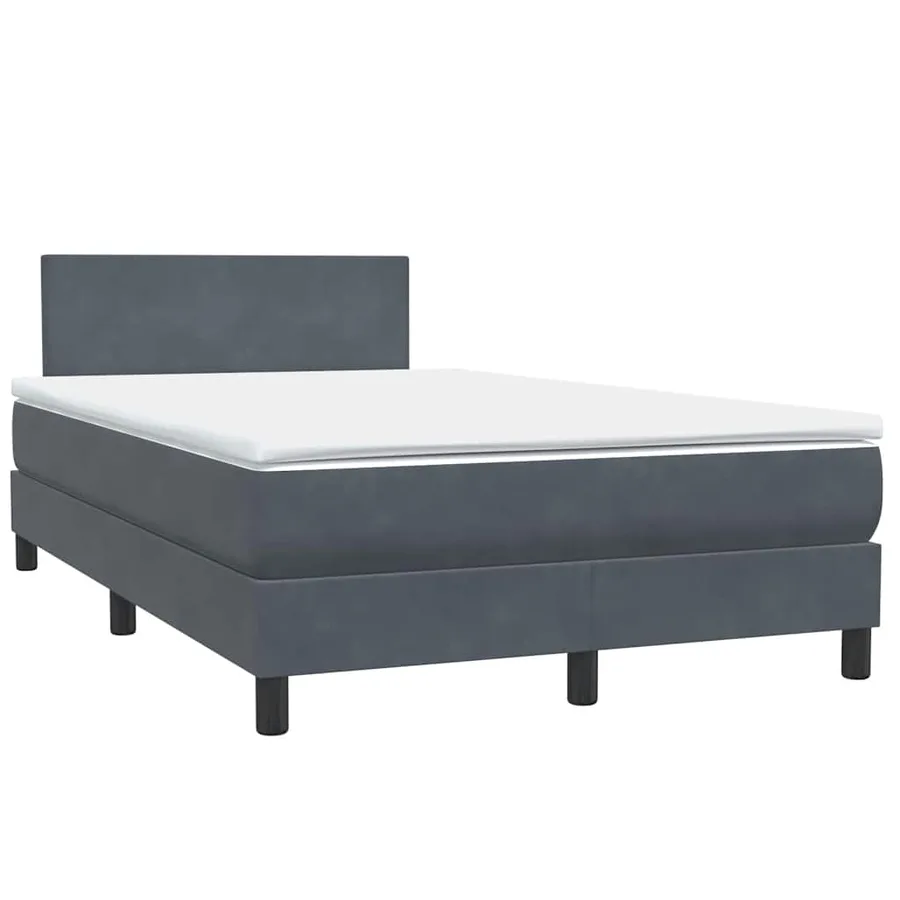 Sommier à lattes de lit et matelas gris foncé 120x210cm velours - 4