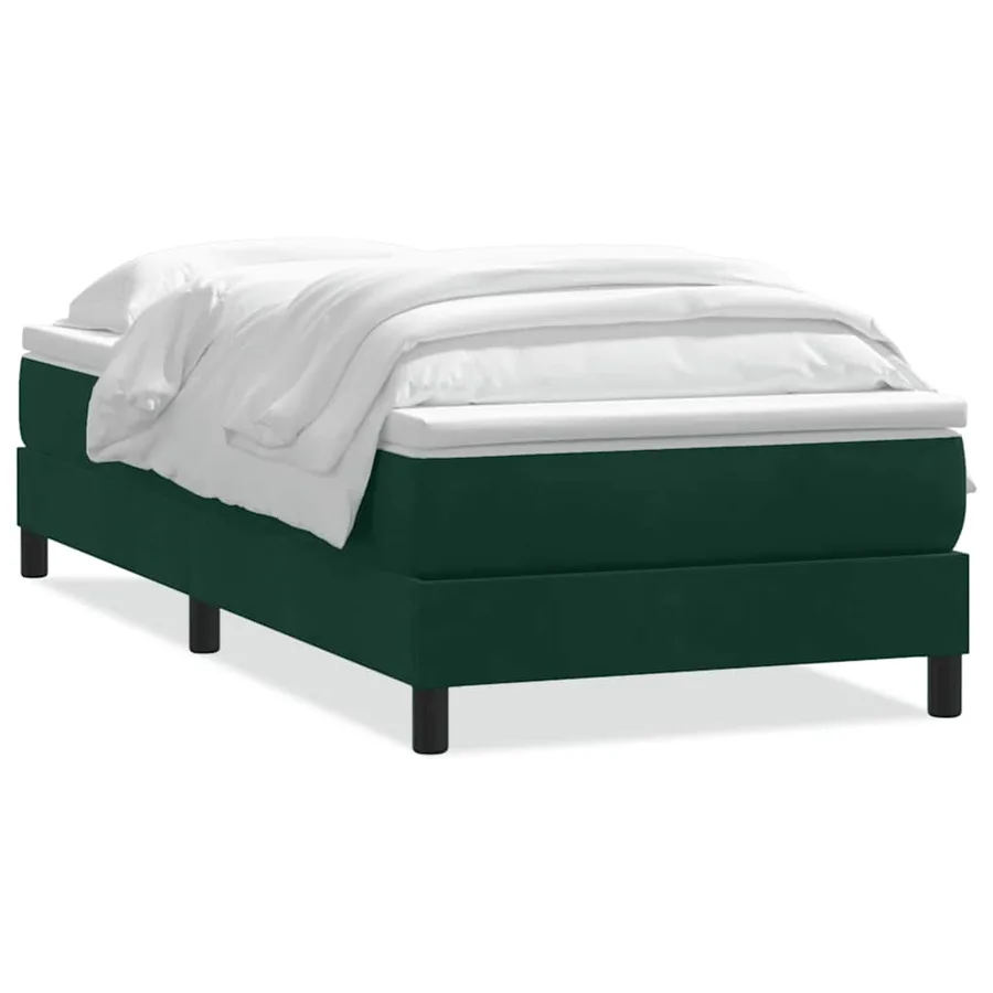 Sommier à lattes de lit et matelas vert foncé 90x220 cm velours - 2