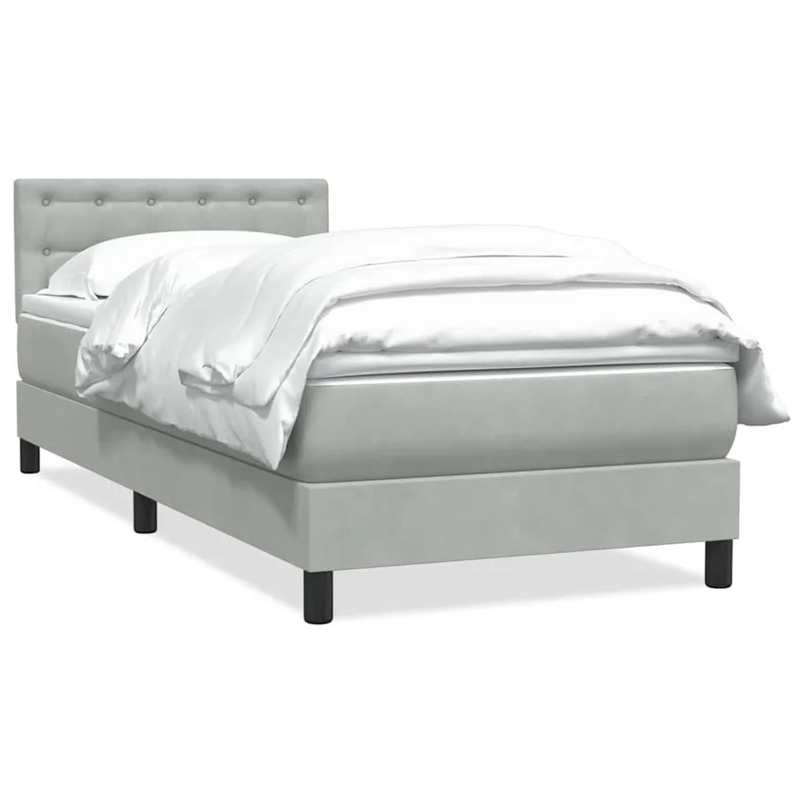 Sommier à lattes de lit et matelas gris clair 100x210cm velours - 2