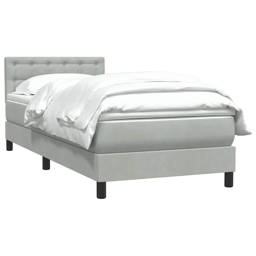 Sommier à lattes de lit et matelas gris clair 100x210cm velours - 3