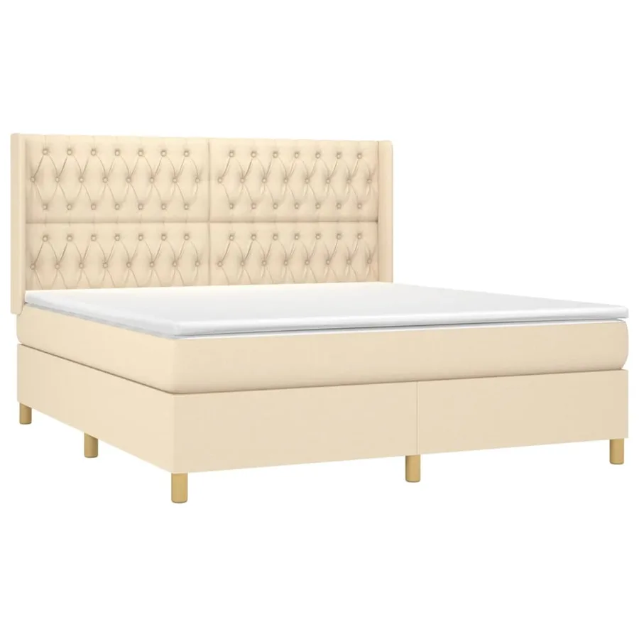 Sommier à lattes de lit matelas et LED Crème 180x200 cm Tissu - 4