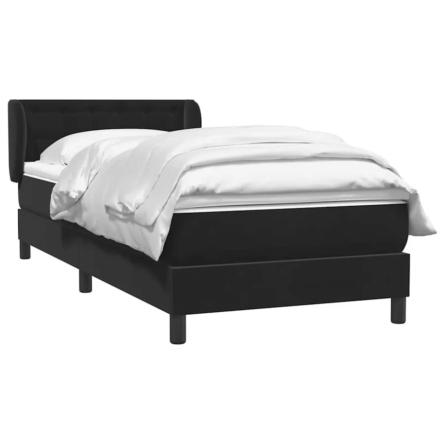 Sommier à lattes de lit avec matelas noir 90x210 cm velours - 3