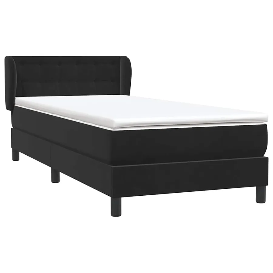 Sommier à lattes de lit avec matelas noir 90x210 cm velours - 4