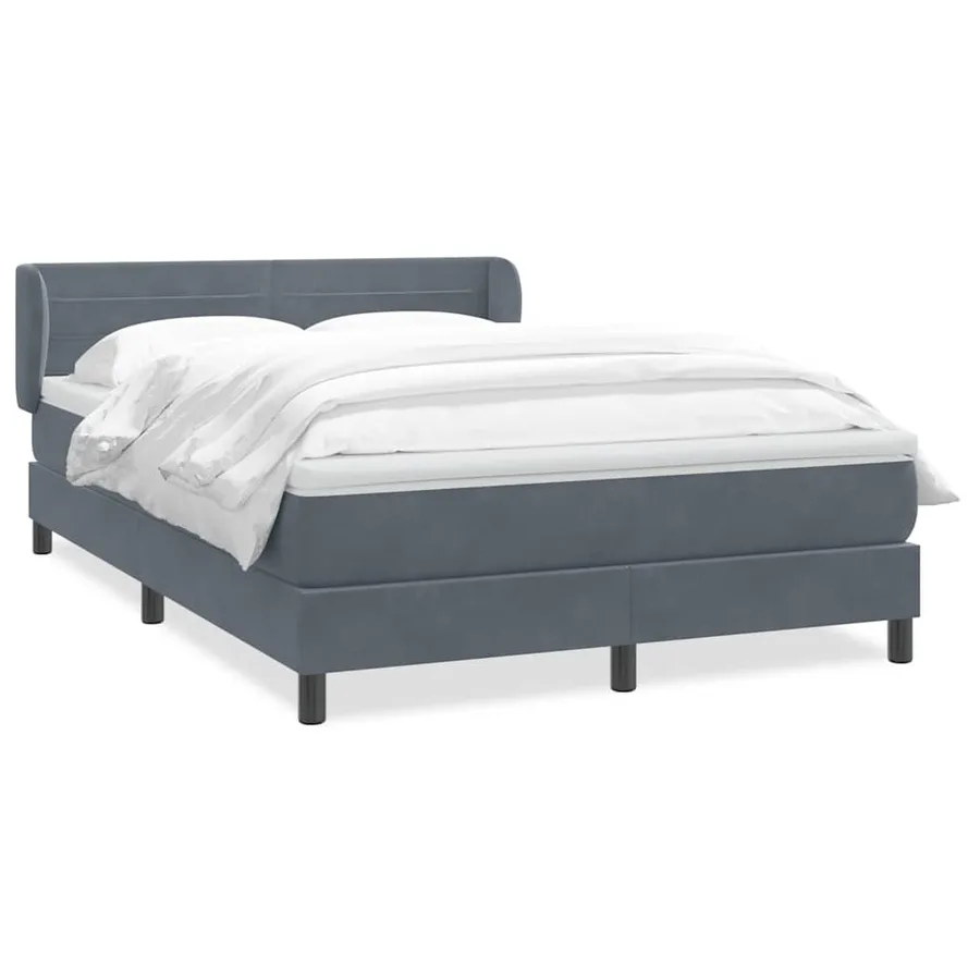 Sommier à lattes de lit et matelas gris foncé 140x210cm velours - 2